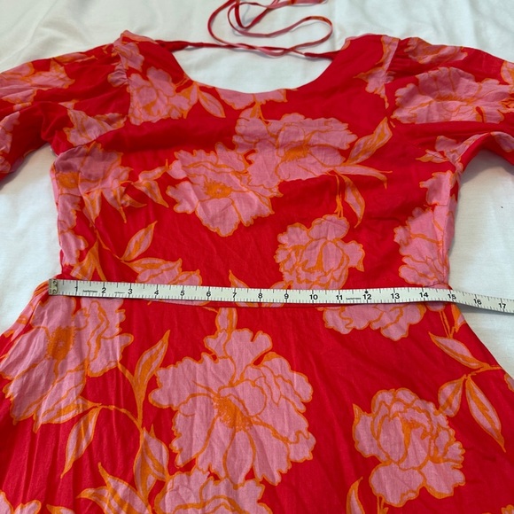 Vici Medium Red Floral Mini Dress ~ Fit & Flare Open Back Beach Tropical - Picture 5 of 8